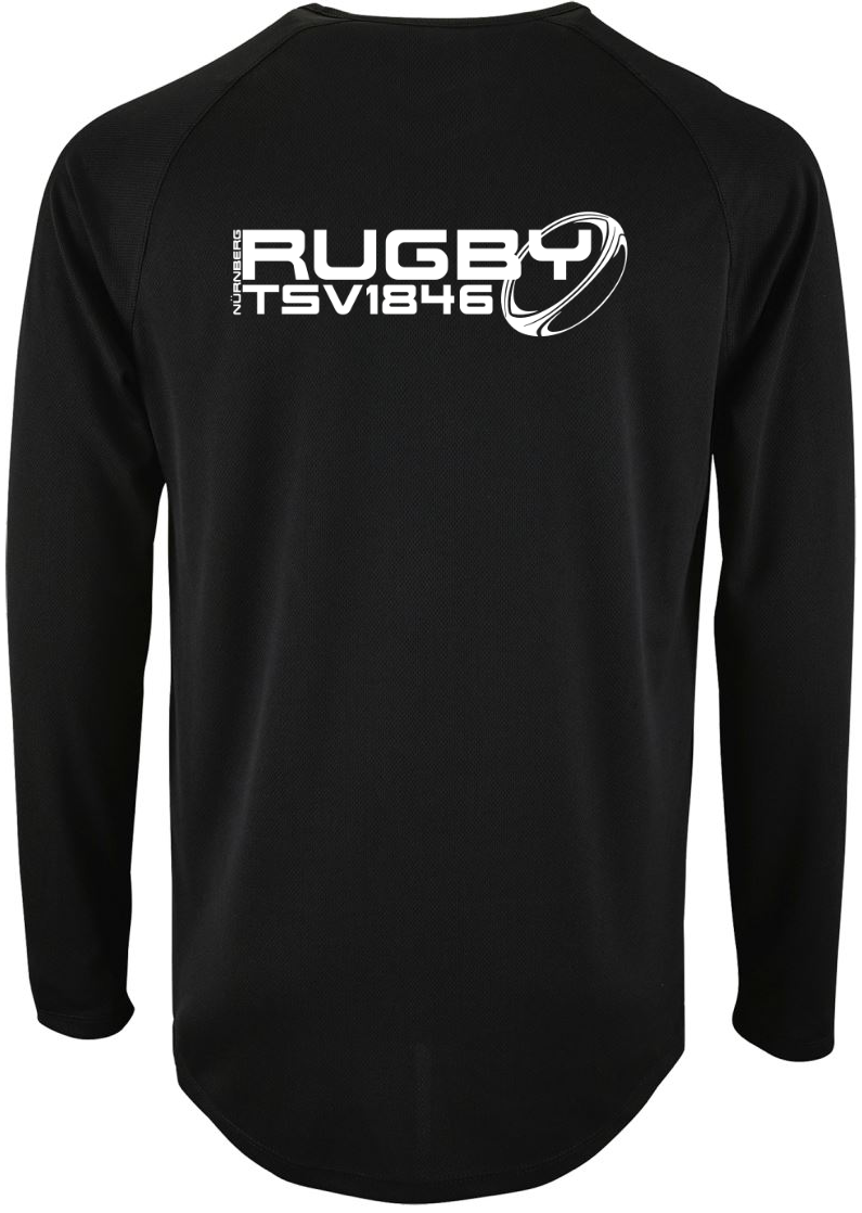 Sporty Langarm Sportshirt Rugby Black
