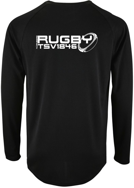 Sporty Langarm Sportshirt Rugby Black