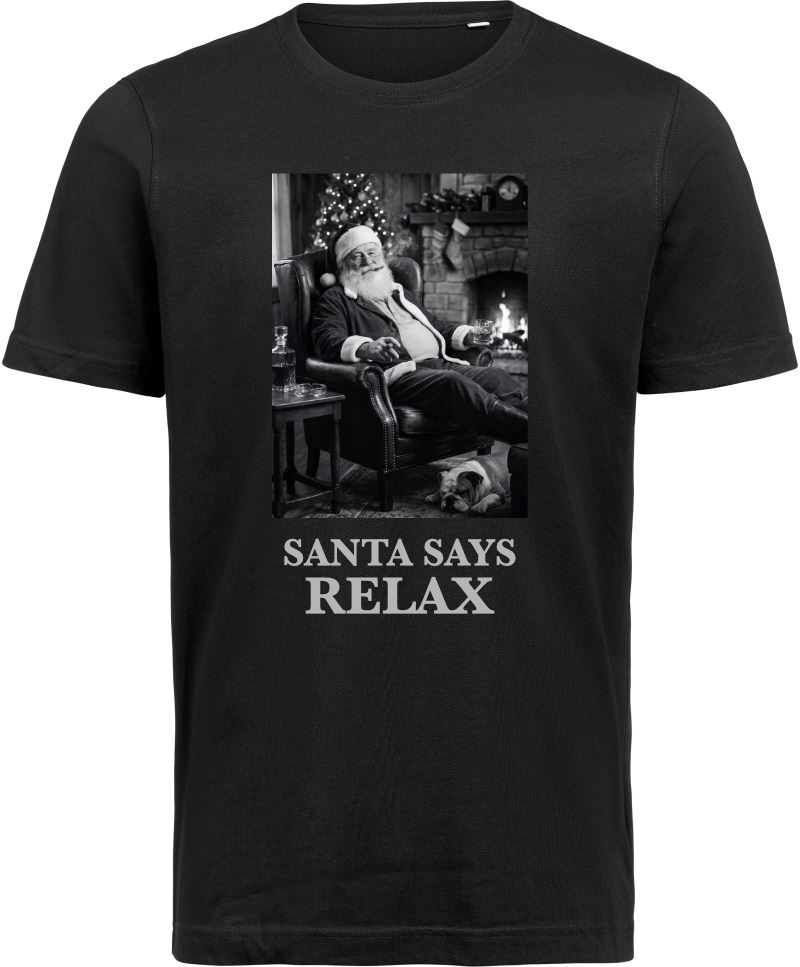 T-Shirt Santa & Bulldog BW  - Unisex Basic