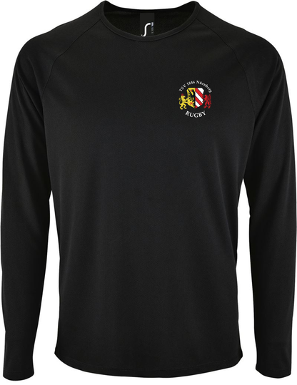 Sporty Langarm Sportshirt Rugby Black