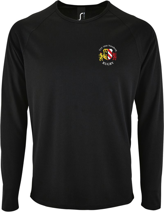 Sporty Langarm Sportshirt Rugby Black